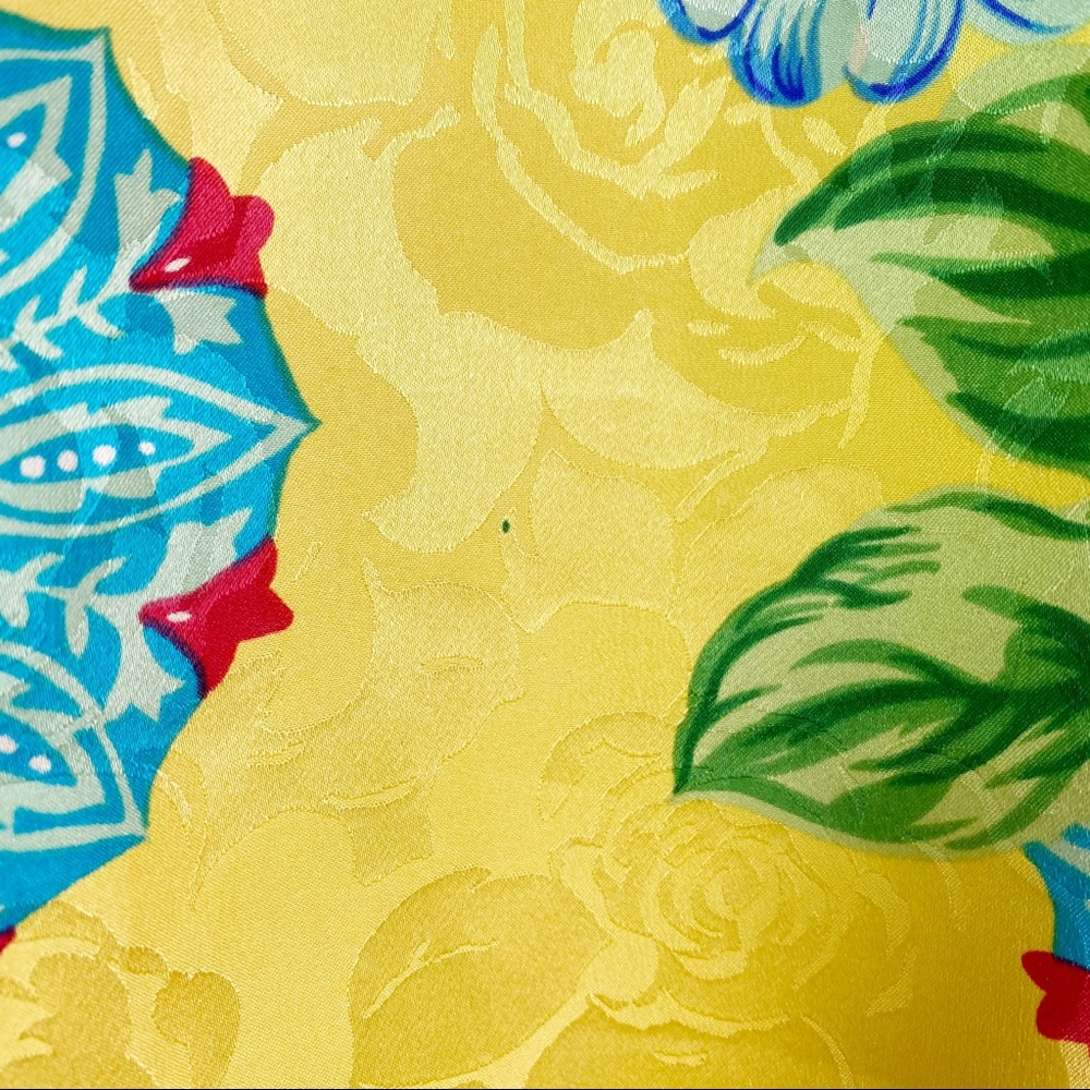 Vintage Adrianna Papell Yellow Floral Silk Suit 12 - Picture 15 of 15